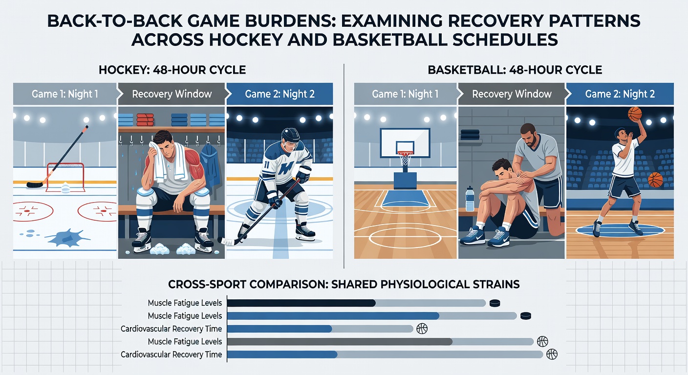 Detailed view of recovery protocols used by hockey and basketball teams after back-to-backs