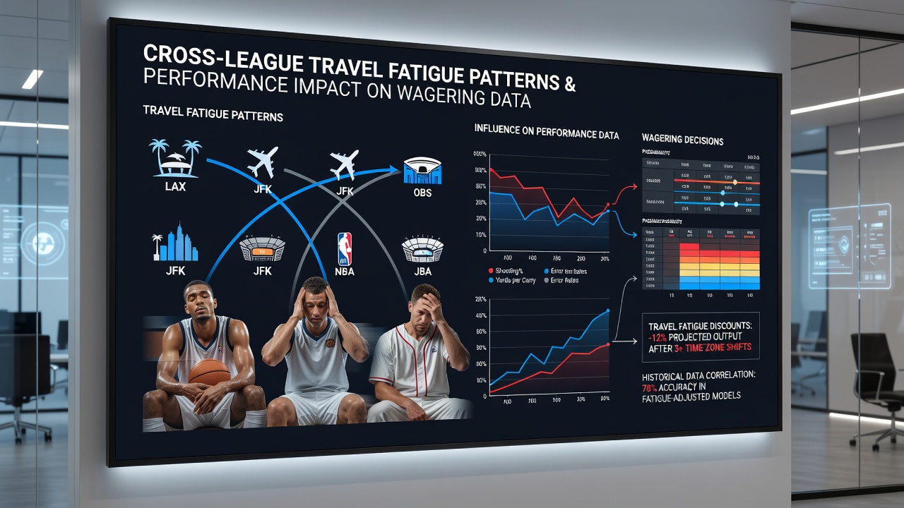 Performance data graphs showing fatigue-related declines across NBA, NHL, and soccer leagues