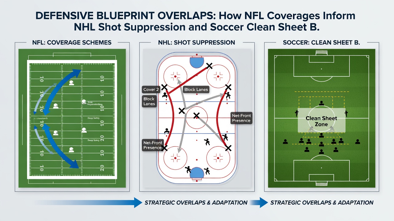 Annotated soccer pitch showing zonal defensive layers adapted from NFL and NHL schemes