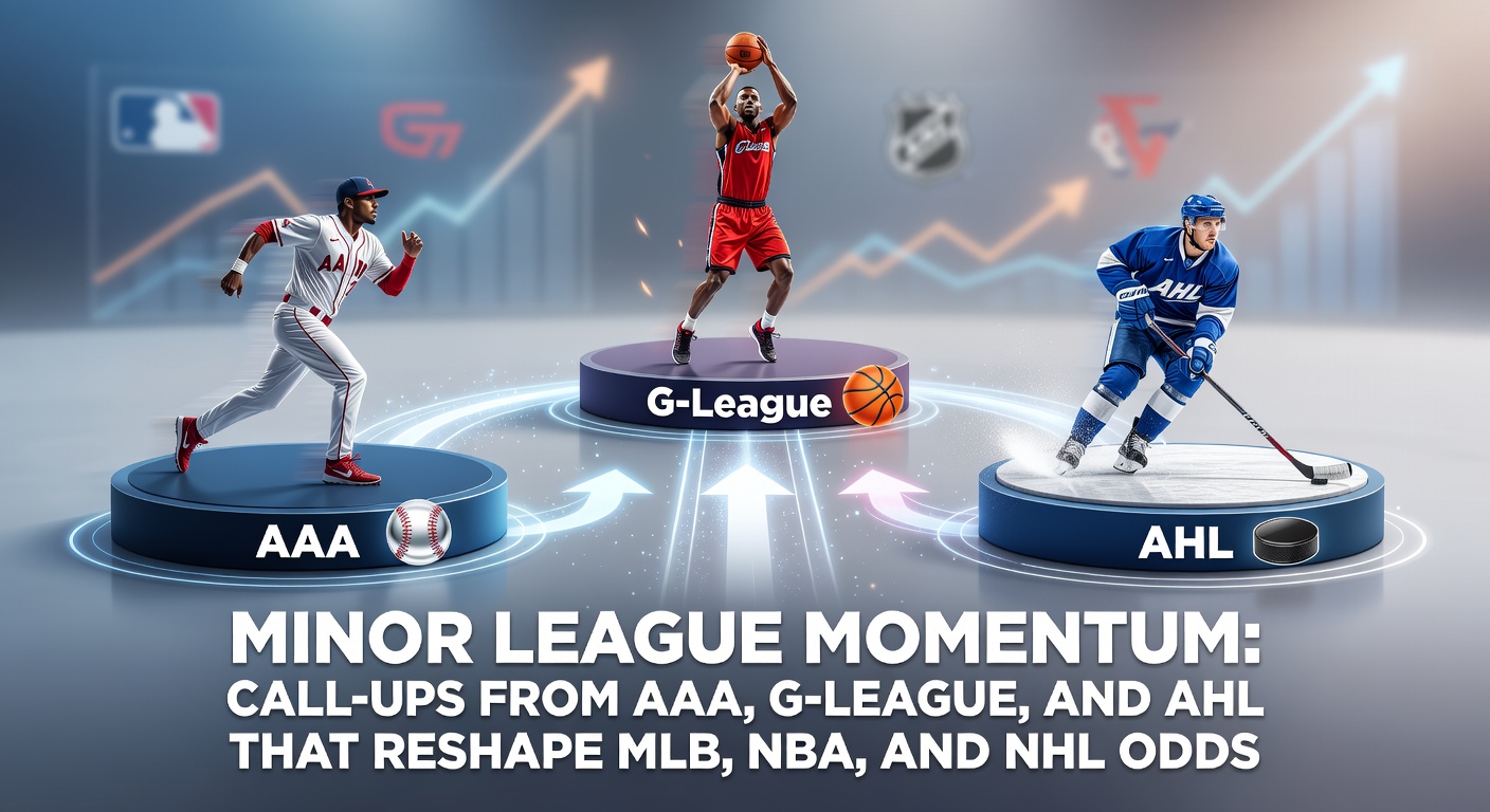 A young baseball prospect in AAA uniform high-fiving teammates after receiving a call-up news, stadium lights glowing in the background