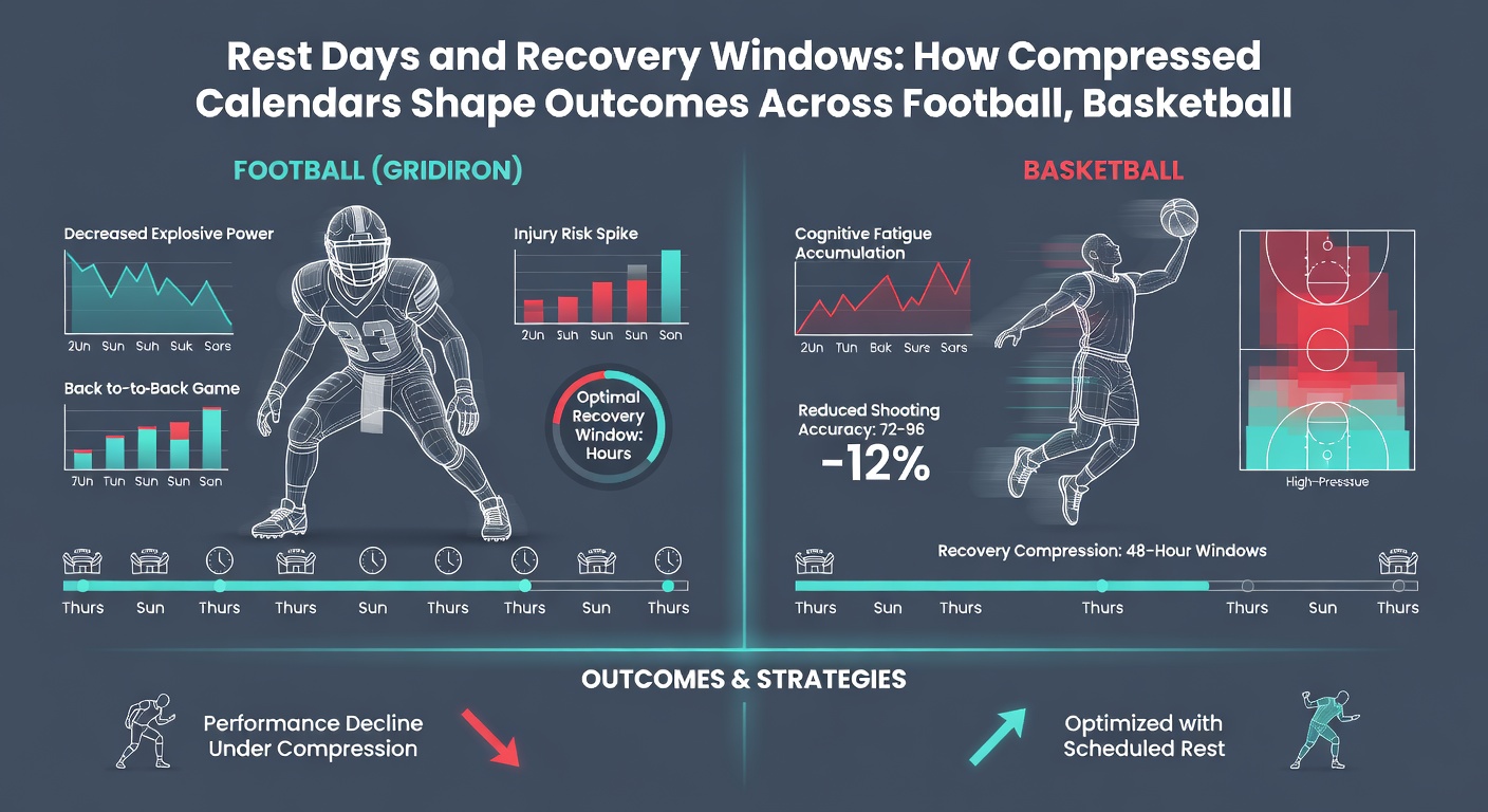 Coaches and medical staff analyzing player recovery data on tablets between games